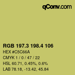 カラーコード: RGB 197.3 198.4 106 | qconv.com
