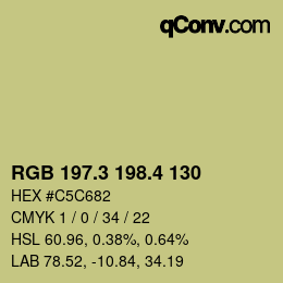 カラーコード: RGB 197.3 198.4 130 | qconv.com
