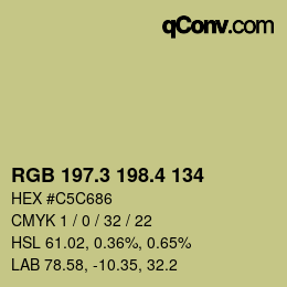 カラーコード: RGB 197.3 198.4 134 | qconv.com
