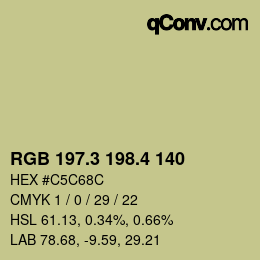 カラーコード: RGB 197.3 198.4 140 | qconv.com