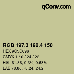 カラーコード: RGB 197.3 198.4 150 | qconv.com
