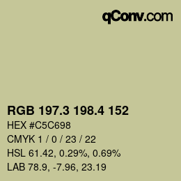 カラーコード: RGB 197.3 198.4 152 | qconv.com