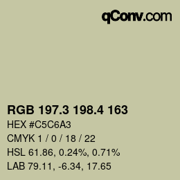 カラーコード: RGB 197.3 198.4 163 | qconv.com