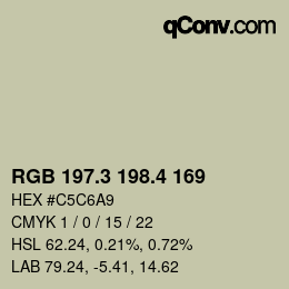 カラーコード: RGB 197.3 198.4 169 | qconv.com