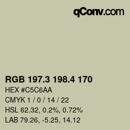 カラーコード: RGB 197.3 198.4 170 | qconv.com