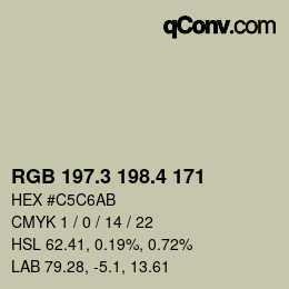 カラーコード: RGB 197.3 198.4 171 | qconv.com