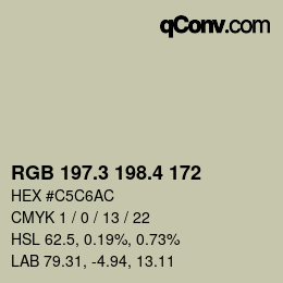 カラーコード: RGB 197.3 198.4 172 | qconv.com