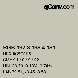 カラーコード: RGB 197.3 198.4 181 | qconv.com