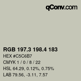 カラーコード: RGB 197.3 198.4 183 | qconv.com