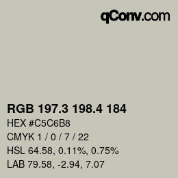 カラーコード: RGB 197.3 198.4 184 | qconv.com