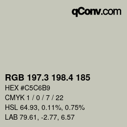 カラーコード: RGB 197.3 198.4 185 | qconv.com