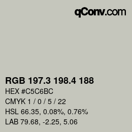 カラーコード: RGB 197.3 198.4 188 | qconv.com