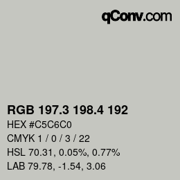 カラーコード: RGB 197.3 198.4 192 | qconv.com