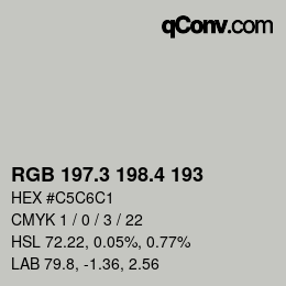 カラーコード: RGB 197.3 198.4 193 | qconv.com