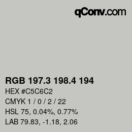 カラーコード: RGB 197.3 198.4 194 | qconv.com