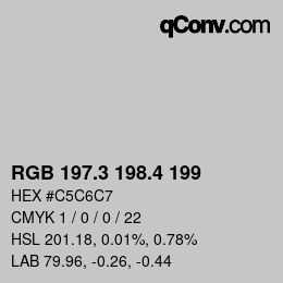 カラーコード: RGB 197.3 198.4 199 | qconv.com