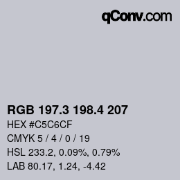カラーコード: RGB 197.3 198.4 207 | qconv.com