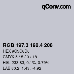 カラーコード: RGB 197.3 198.4 208 | qconv.com