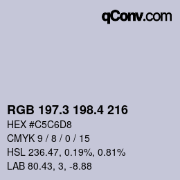 カラーコード: RGB 197.3 198.4 216 | qconv.com