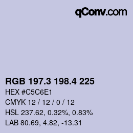 カラーコード: RGB 197.3 198.4 225 | qconv.com