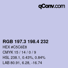 カラーコード: RGB 197.3 198.4 232 | qconv.com