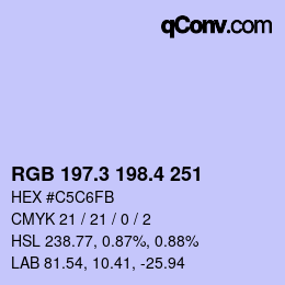 カラーコード: RGB 197.3 198.4 251 | qconv.com