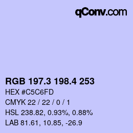 カラーコード: RGB 197.3 198.4 253 | qconv.com