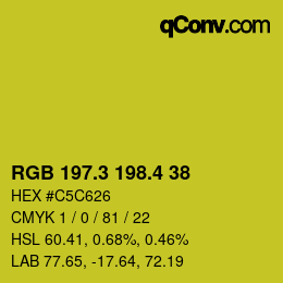 カラーコード: RGB 197.3 198.4 38 | qconv.com