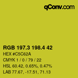カラーコード: RGB 197.3 198.4 42 | qconv.com