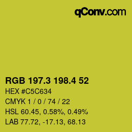 カラーコード: RGB 197.3 198.4 52 | qconv.com
