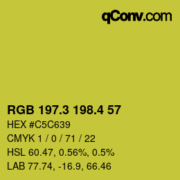 カラーコード: RGB 197.3 198.4 57 | qconv.com