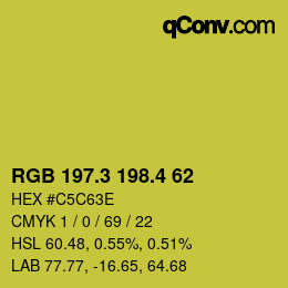 カラーコード: RGB 197.3 198.4 62 | qconv.com