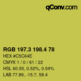 カラーコード: RGB 197.3 198.4 78 | qconv.com