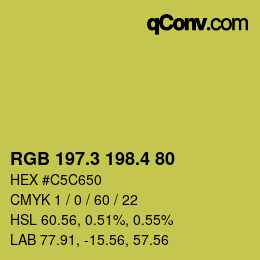 カラーコード: RGB 197.3 198.4 80 | qconv.com