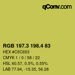 カラーコード: RGB 197.3 198.4 83 | qconv.com