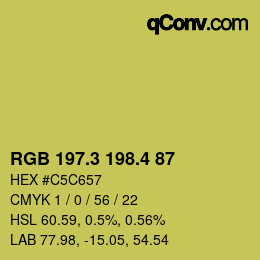 カラーコード: RGB 197.3 198.4 87 | qconv.com