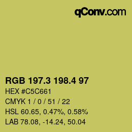 カラーコード: RGB 197.3 198.4 97 | qconv.com