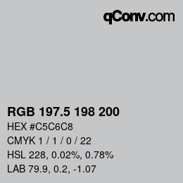 Color code: RGB 197.5 198 200 | qconv.com