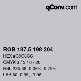 Code couleur: RGB 197.5 198 204 | qconv.com