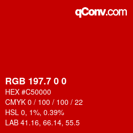 カラーコード: RGB 197.7 0 0 | qconv.com