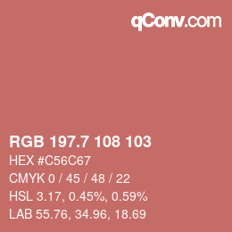 カラーコード: RGB 197.7 108 103 | qconv.com