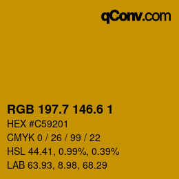 カラーコード: RGB 197.7 146.6 1 | qconv.com