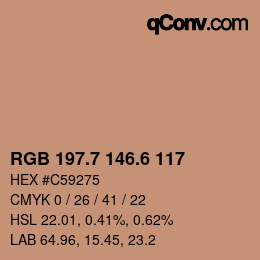 カラーコード: RGB 197.7 146.6 117 | qconv.com