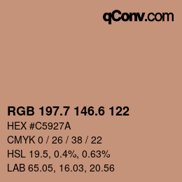 カラーコード: RGB 197.7 146.6 122 | qconv.com