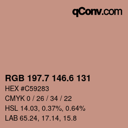 カラーコード: RGB 197.7 146.6 131 | qconv.com