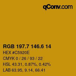カラーコード: RGB 197.7 146.6 14 | qconv.com
