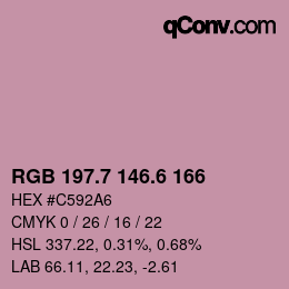 カラーコード: RGB 197.7 146.6 166 | qconv.com