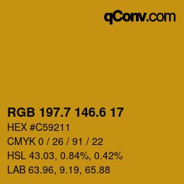 カラーコード: RGB 197.7 146.6 17 | qconv.com