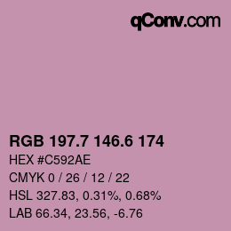 カラーコード: RGB 197.7 146.6 174 | qconv.com