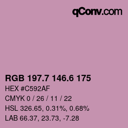 カラーコード: RGB 197.7 146.6 175 | qconv.com